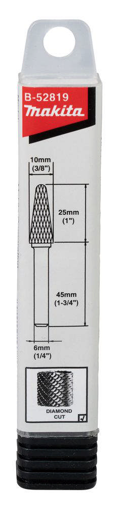 FIL ROTERENDE 10X25X6MM KONISK