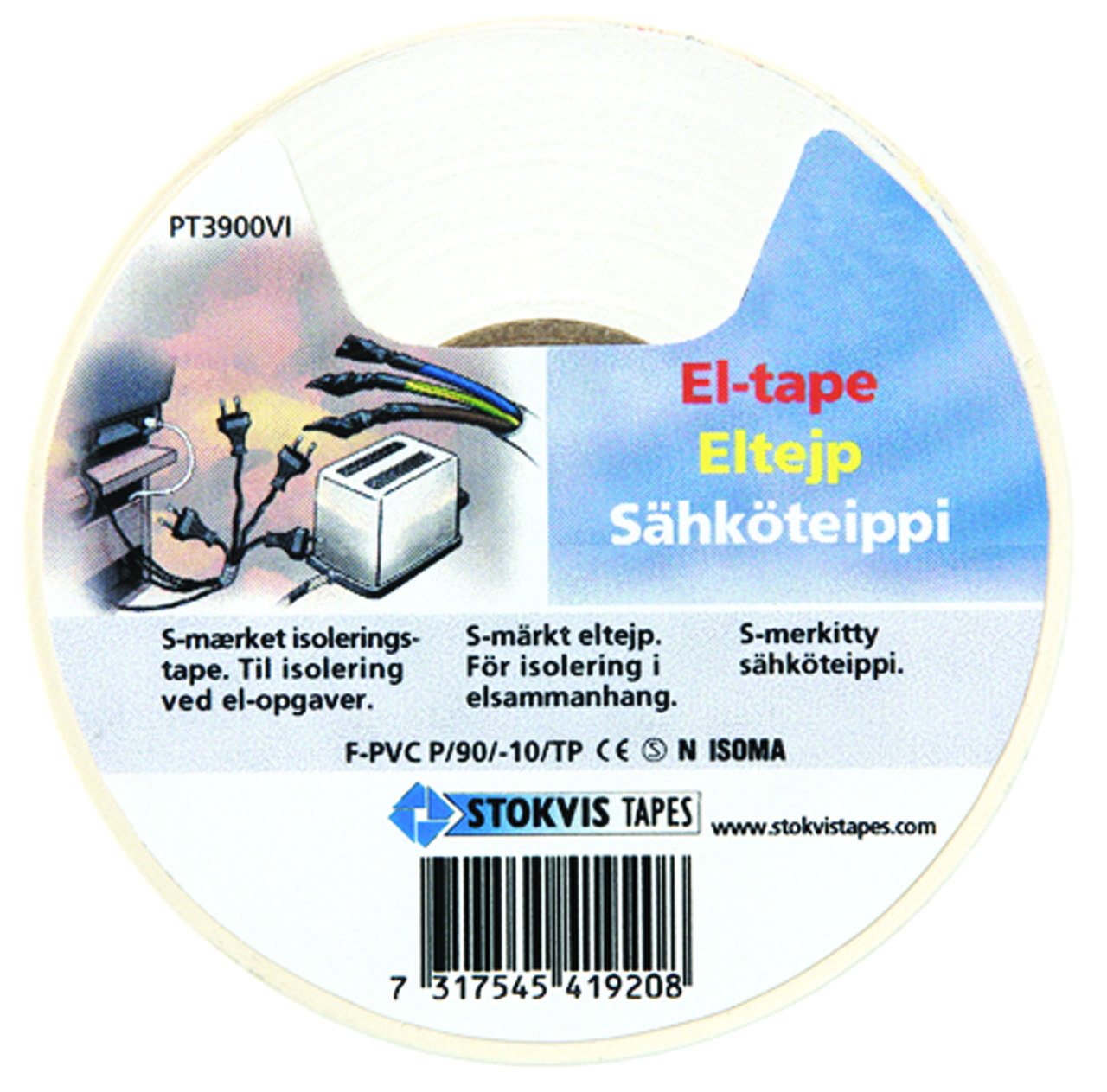 Elektrotape Hvit0,20mm x 19mm