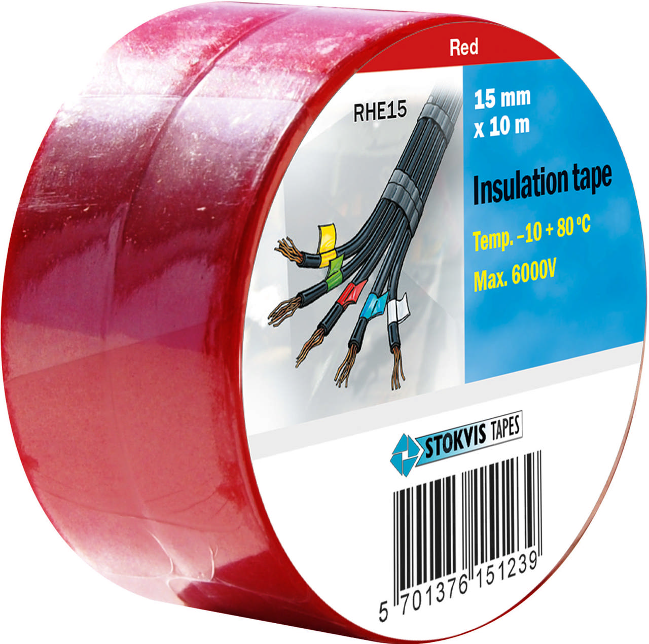 Elektrotape 15mmx10m rød15mm x