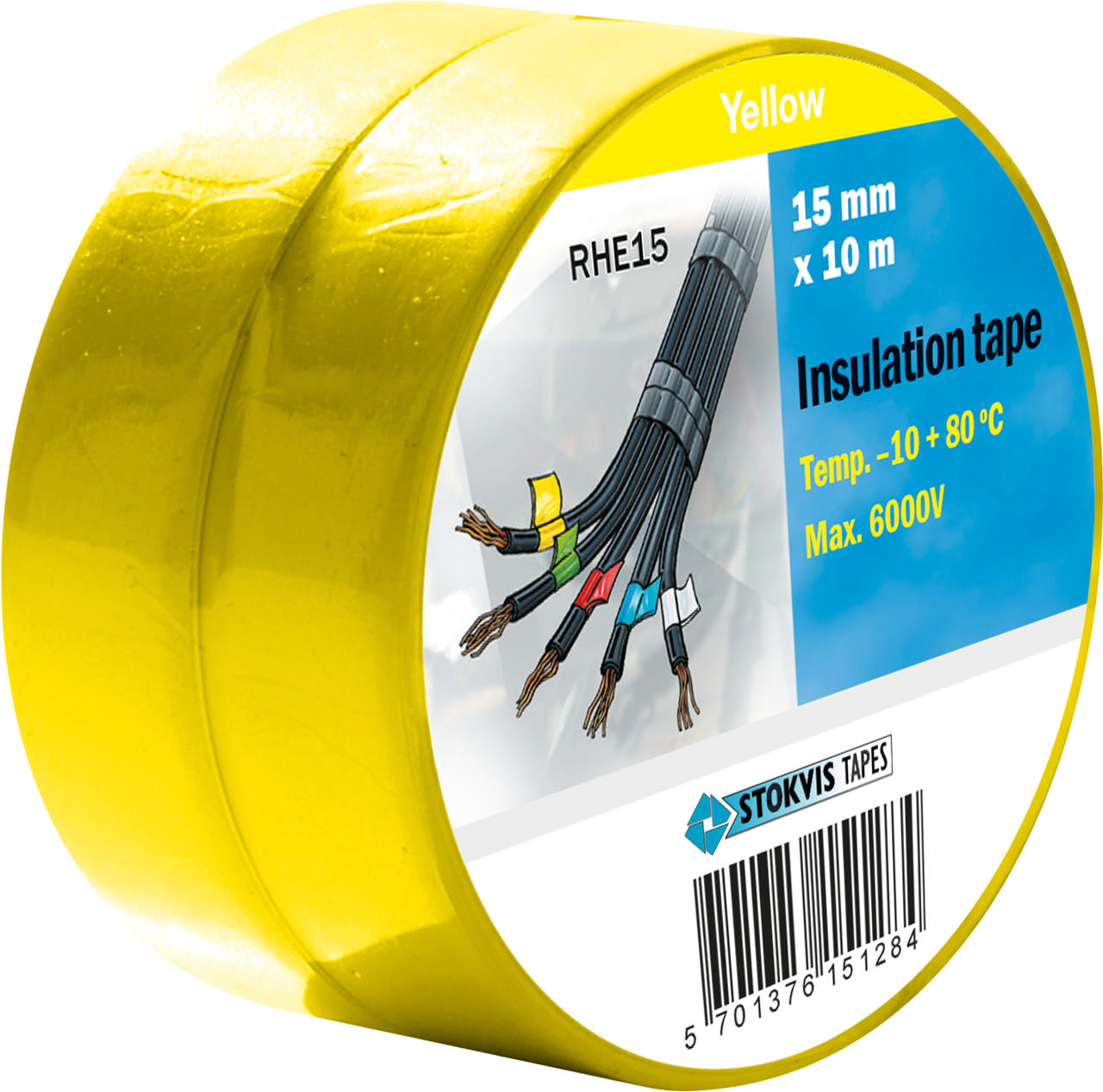 Elektrotape 15mmx10m gul15mm x